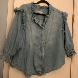 We The Free denim ruffle shirt